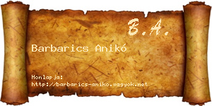 Barbarics Anikó névjegykártya